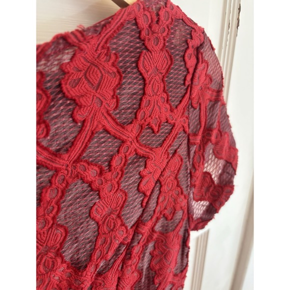 Antropologie Moulinette‎ Soeurs Rubied Lace Rouge Red Dress Knee Length Size 0 - Picture 9 of 9